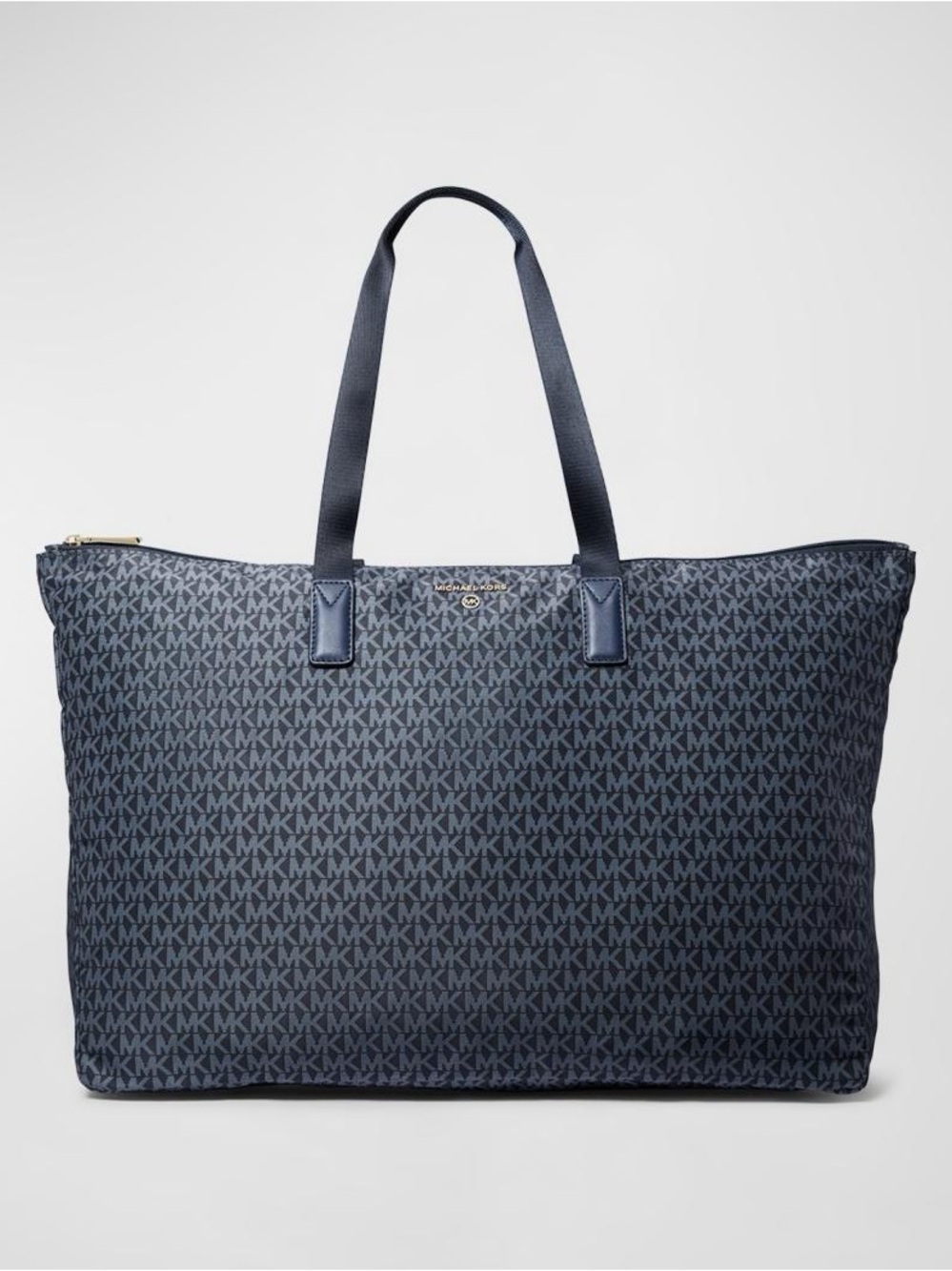 Michael Kors Logo Jet Set Packable Nylon Navy and Black Signature MK Tote - Picture 6 of 6